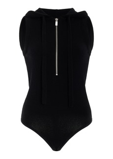 Michael Kors Collection - Hooded Zip-Up Cashmere Bodysuit - Black - S - Moda Operandi