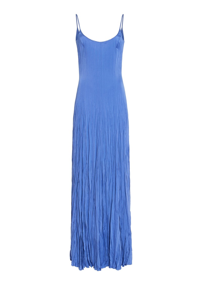 Michael Kors Collection - Jamison Crinkled Satin Midi Dress - Blue - US 2 - Moda Operandi