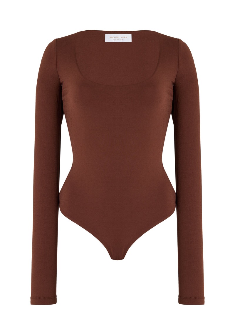 Michael Kors Collection - Jersey Scoop-Neck Bodysuit - Brown - S - Moda Operandi