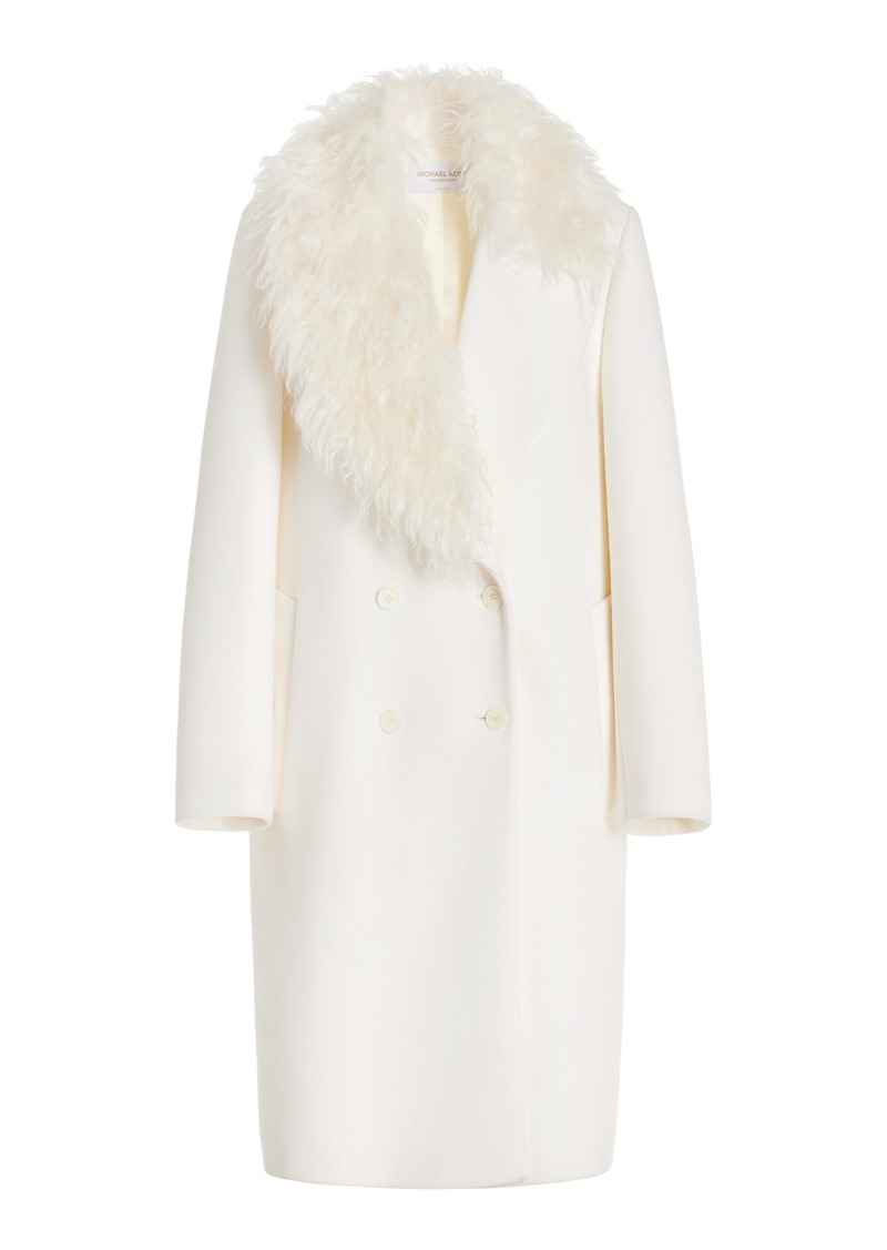 Michael Kors Collection - Mohair-Collar Double-Breasted Wool-Melton Coat - Ivory - US 6 - Moda Operandi