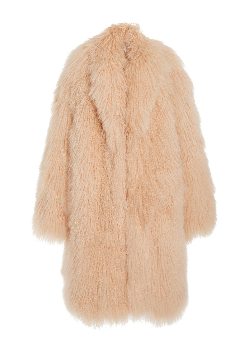 Michael Kors Collection - Oversized Mongolian Lamb Fur Balmacaan Coat - Pink - XS - Moda Operandi