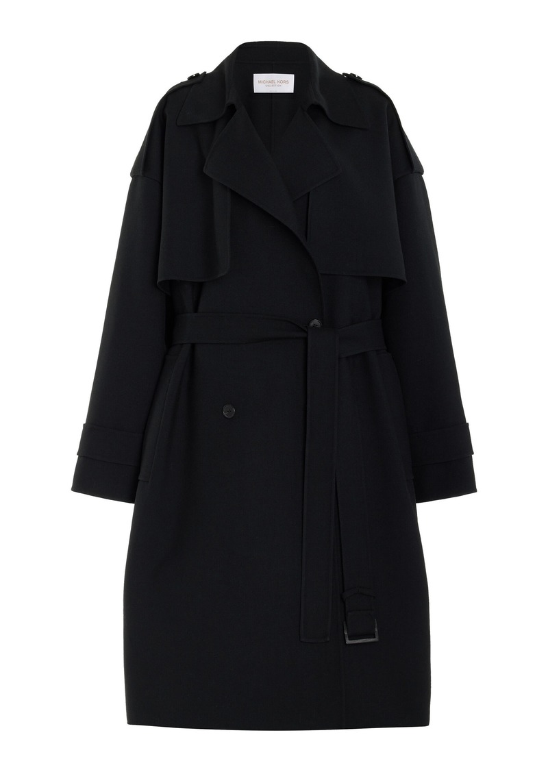 Michael Kors Collection - Oversized Wool Gabardine Trench Coat - Black - XS - Moda Operandi