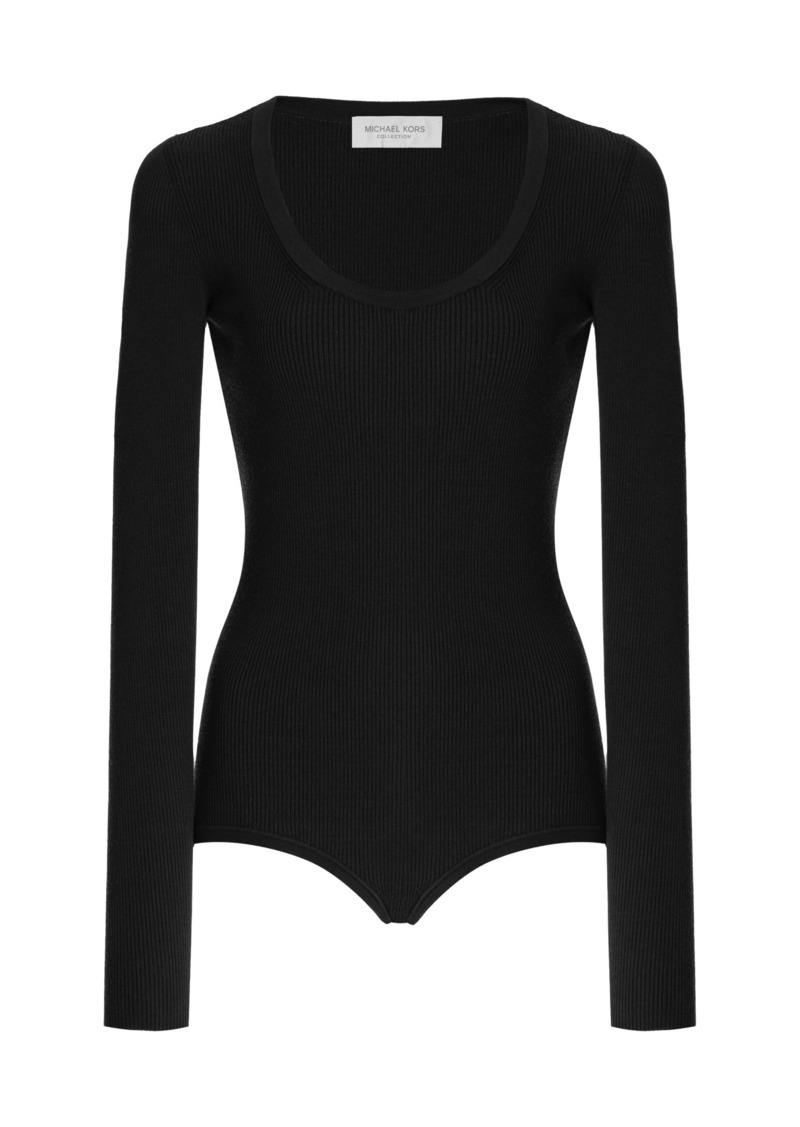 Michael Kors Collection - Ribbed-Knit Bodysuit - Black - S - Moda Operandi