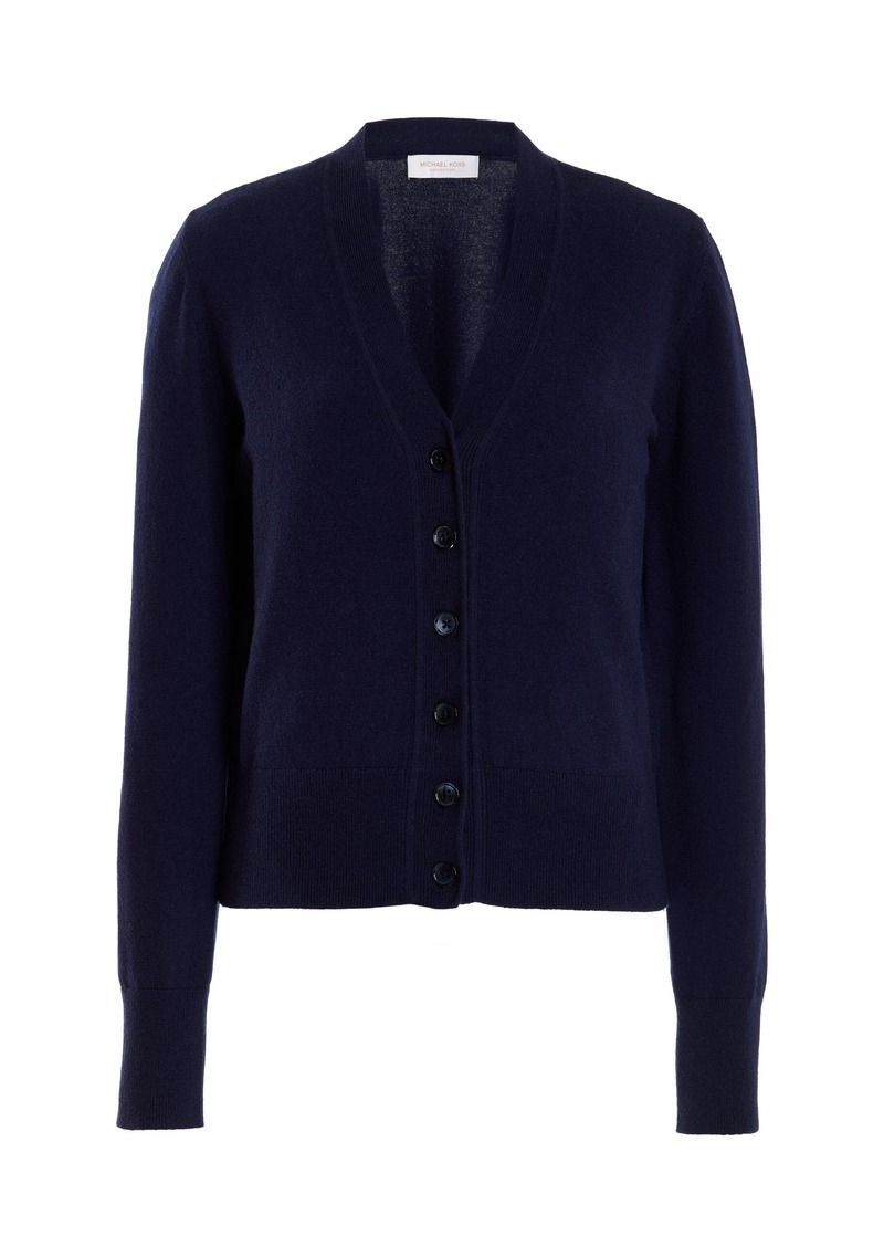 Michael Kors Collection - Ribbed-Knit Cashmere Cardigan  - Navy - M - Moda Operandi