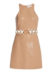 Michael Kors Collection - Ring-Detailed Sequined Crepe Mini Dress - Neutral - US 6 - Moda Operandi