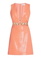 Michael Kors Collection - Ring-Detailed Sequined Crepe Mini Dress - Pink - US 4 - Moda Operandi