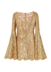 Michael Kors Collection - Sequined Cutout Lace Mini Dress - Gold - US 4 - Moda Operandi