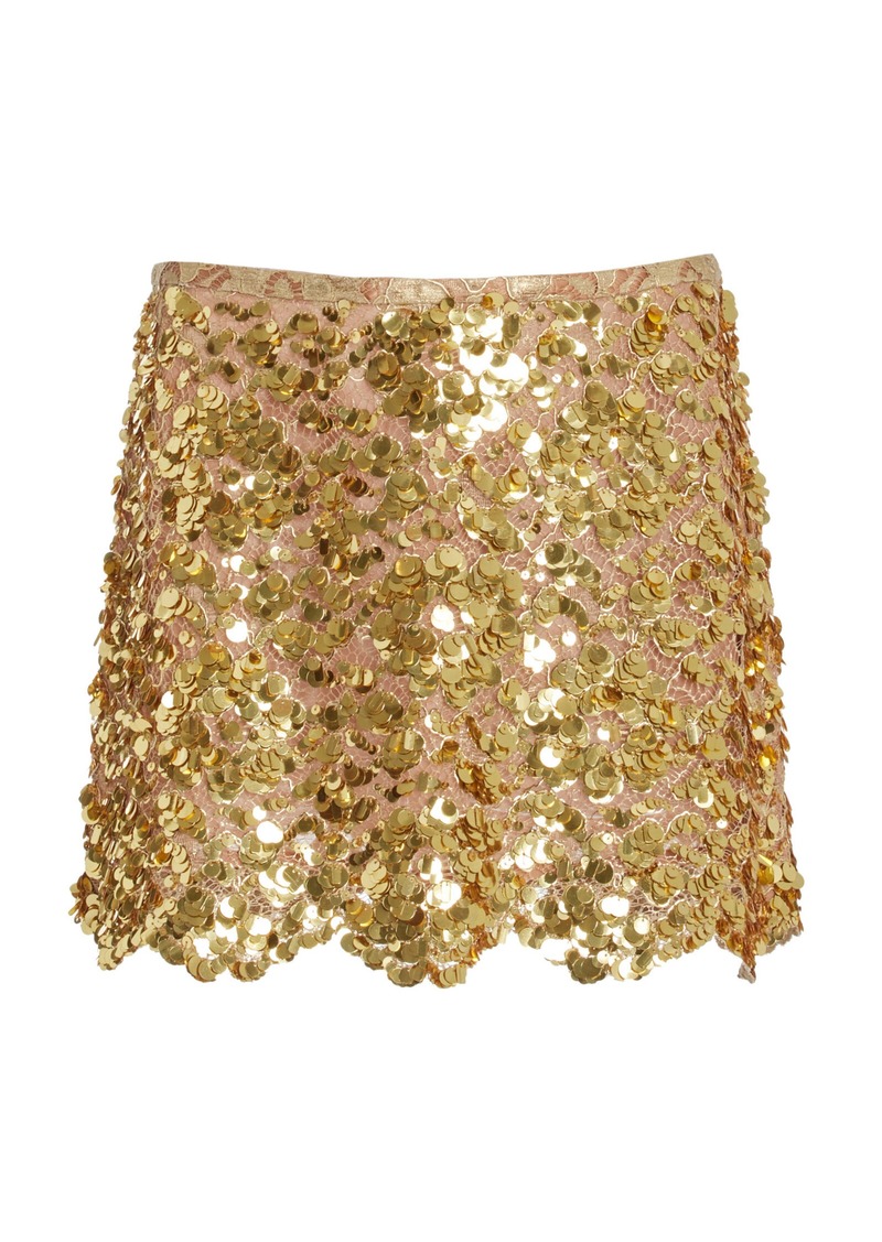 Michael Kors Collection - Sequined Lace Mini Skirt - Gold - US 6 - Moda Operandi