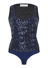 Michael Kors Collection - Sequined Scoop Neck Bodysuit - Navy - S - Moda Operandi