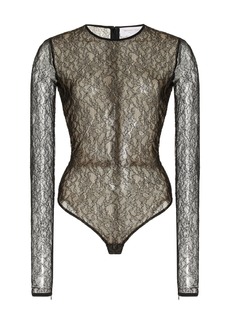 Michael Kors Collection - Stretch Chantilly Lace Bodysuit - Black - L - Moda Operandi