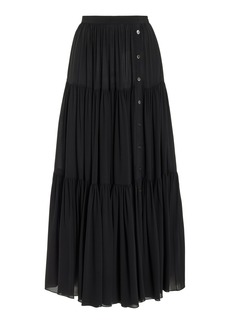 Michael Kors Collection - Tiered Organic Silk Maxi Skirt - Black - US 4 - Moda Operandi