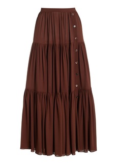 Michael Kors Collection - Tiered Silk Georgette Maxi Skirt - Brown - US 0 - Moda Operandi