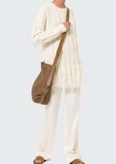 Michael Kors Collection Cashmere Cable-Knit Fringe Sweater