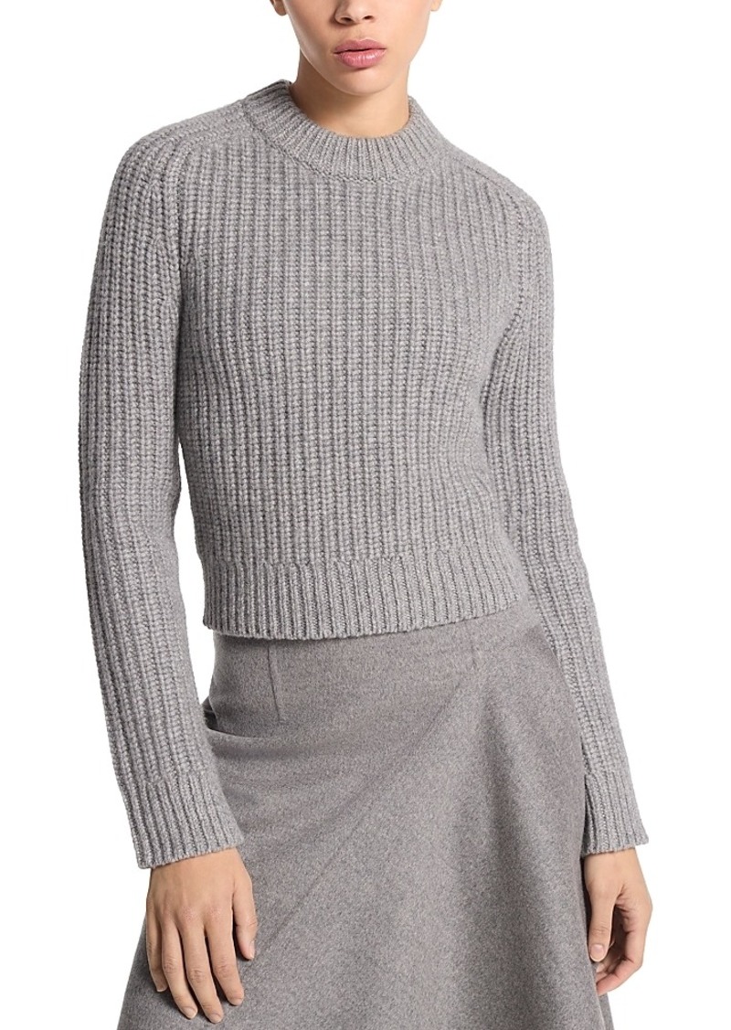 Michael Kors Collection Cashmere Cropped Rib Knit Sweater