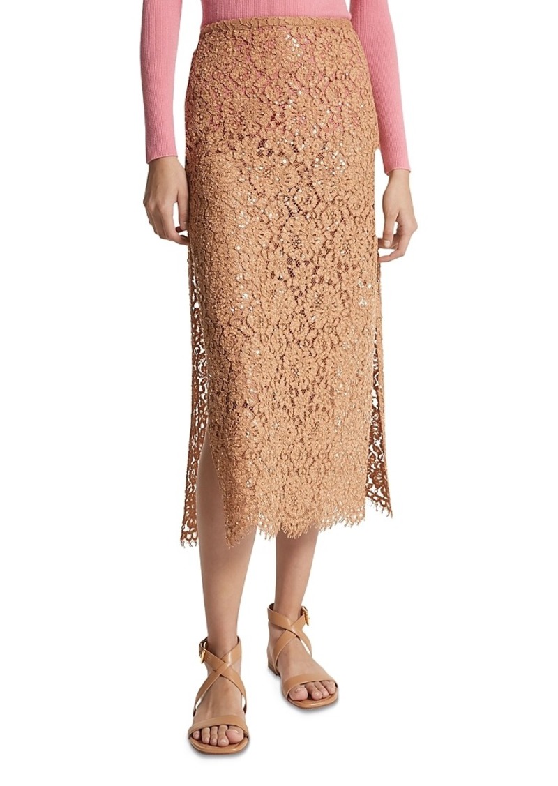 Michael Kors Collection Corded Lace Sequin Embroidered Midi Skirt