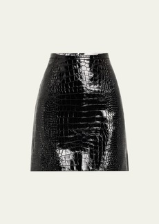 Michael Kors Collection Croc Leather Mini Skirt