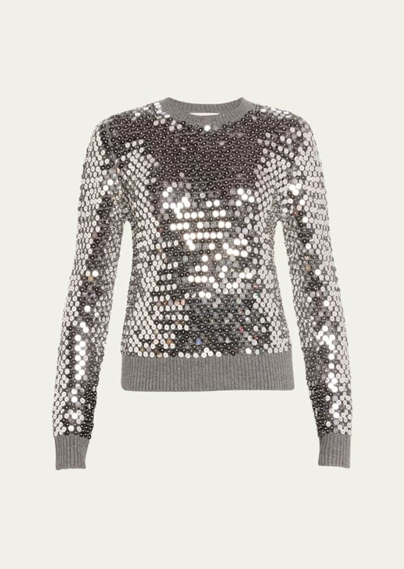 Michael Kors Collection Crochet Sequined Cashmere Sweater