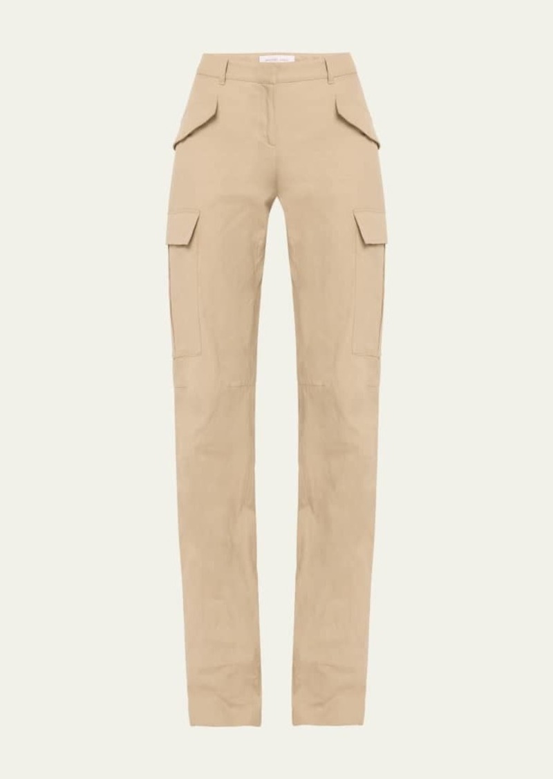 Michael Kors Collection Crushed Cotton Gabardine Slim Cargo Trousers