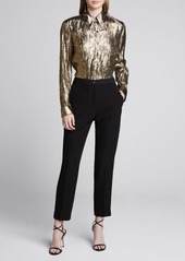 Michael Kors Collection Crushed Metallic Button-Front Shirt