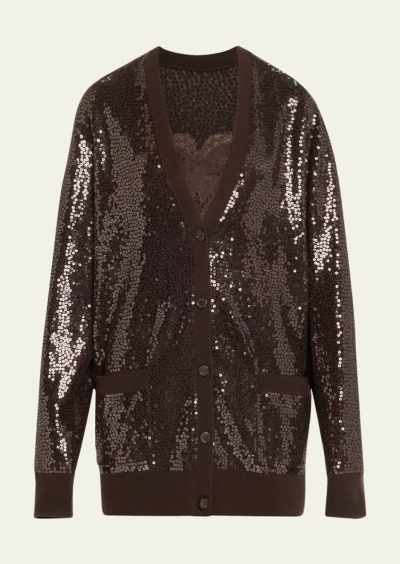 Michael Kors Collection Embellished Sequin Oversized Cardigan