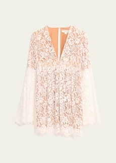 Michael Kors Collection Flare Sleeve Lace Mini Dress