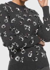 Michael Kors Collection Floral Embellished Cashmere Pullover
