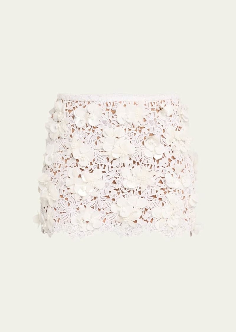 Michael Kors Collection Floral Embroidered Mini Skirt