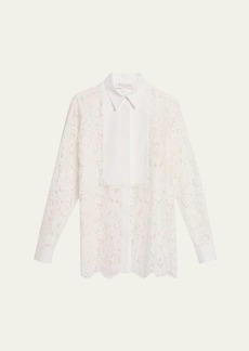 Michael Kors Collection Floral Lace Button-Front Blouse