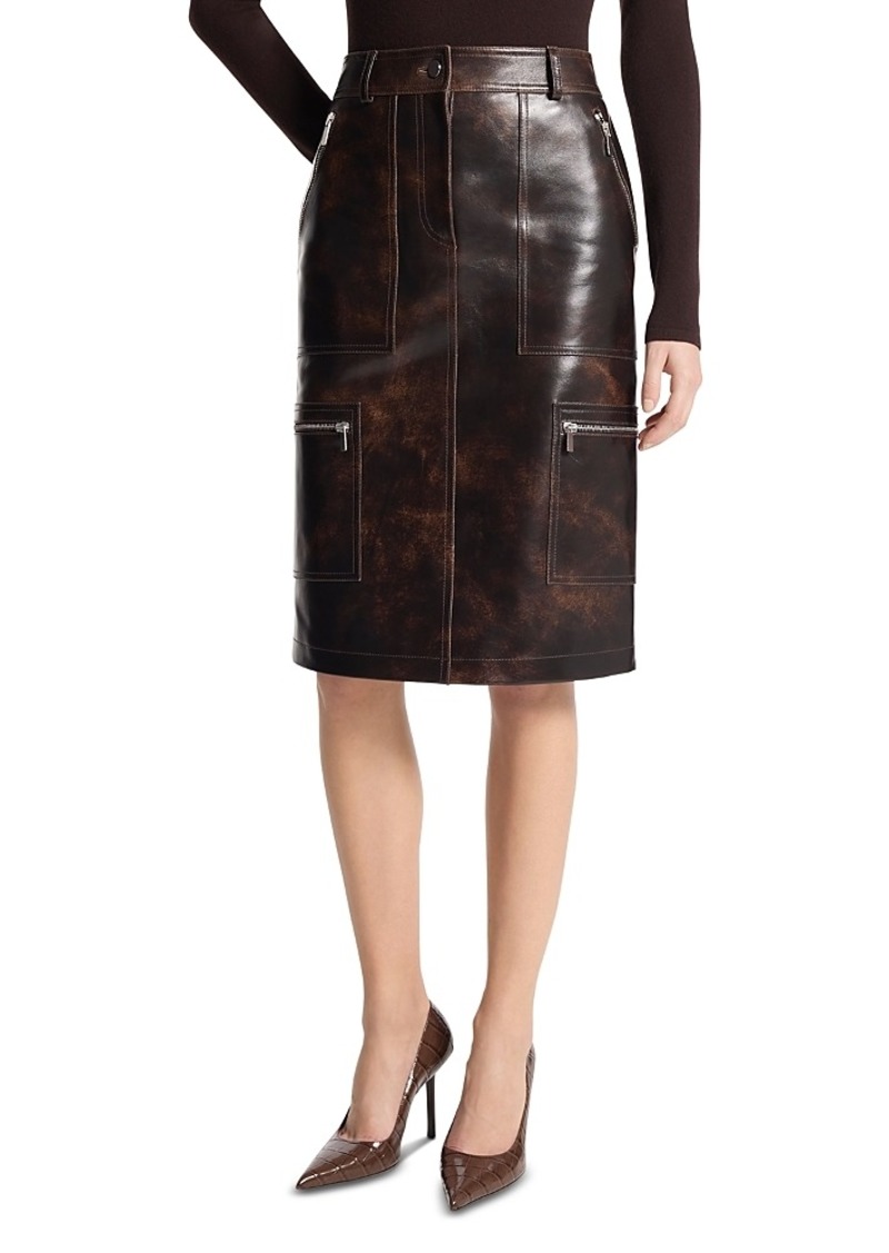 Michael Kors Collection Leather Pencil Skirt