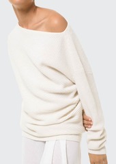 Michael Kors Collection Off-Shoulder Cashmere-Blend Shaker Sweater