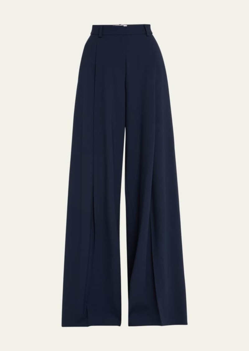 Michael Kors Collection Pintuck Low-Rise Wool Palazzo Trousers