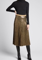 Michael Kors Collection Pleated Sequin Midi Skirt