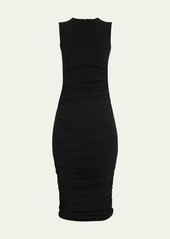 Michael Kors Collection Ruched Sleeveless Jersey Midi Dress