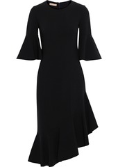 Michael Kors Collection Woman Asymmetric Ruffled Stretch-wool Cady Dress Black