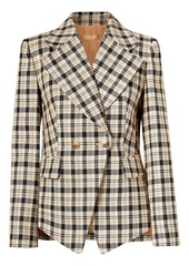 Michael Kors Collection Woman Double-breasted Checked Wool Blazer Beige