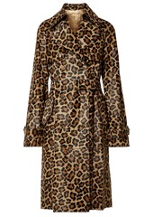 Michael Kors Collection Woman Leopard-print Calf Hair Trench Coat Animal Print