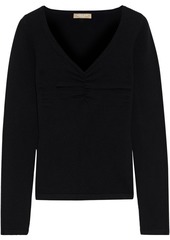 Michael Kors Collection Woman Ruched Cashmere-blend Sweater Black