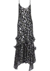 Michael Kors Collection Woman Ruffled Snake-print Fil Coupé Silk-blend Chiffon Maxi Dress Black