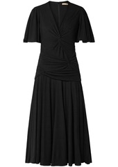 Michael Kors Collection Woman Twisted Ruched Jersey Midi Dress Black