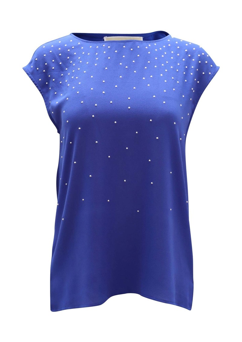 Michael Kors Embellished Sleeveless Blouse in Blue Polyester