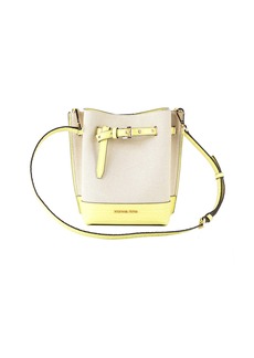 Michael Kors Emilia Small Canvas Snakeskin Print Leather Bucket Bag Messenger Crossbody Handbag Women's