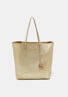 Michael Kors Gold Leather Jet Set Travel Shopper Tote