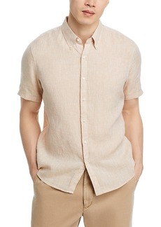 Michael Kors Linen Slim Fit Short Sleeve Button Front Shirt