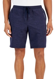 "Michael Kors Men's Athletic-Fit Wrinkle-Resistant Performance Stretch Mixed-Media 9"" Tracksuit Shorts - Midnight"