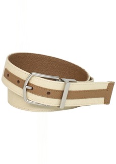 Michael Kors Men's Canvas & Pebbled Leather Reversible Belt Off-White