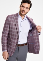 Michael Kors Men's Classic-Fit Berry Plaid Sport Coat - Berry Burgundy