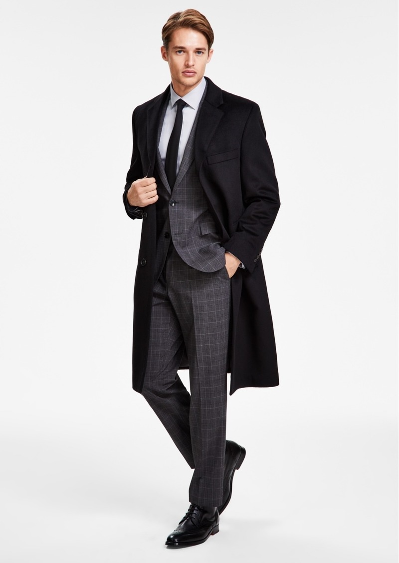 Michael Kors Men's Classic-Fit Solid Wool Blend Overcoats - Black