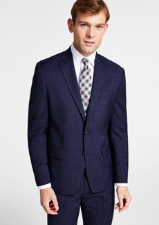 Michael Kors Men's Classic-Fit Stretch Wool-Blend Suit Jacket - Navy Plaid