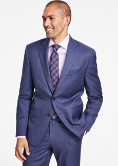 Michael Kors Men's Classic-Fit Wool-Blend Stretch Solid Suit Jacket - Blue Solid