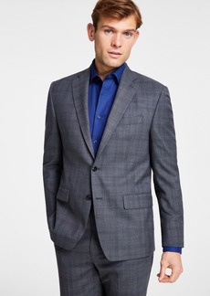 Michael Kors Men's Classic-Fit Wool-Blend Stretch Suit Separate Jacket - Grey/blue Plaid